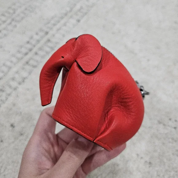 Loewe Red Leather Elephant Coin Case